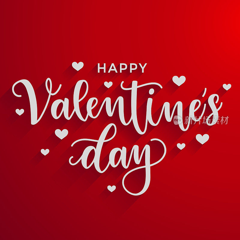 Happy Valentine’s Day. Handwritten calligraphic lettering on red background